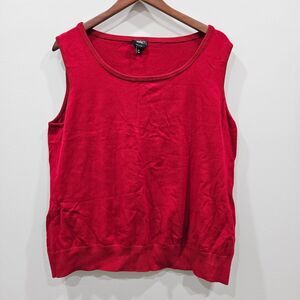 Talbots Womens Pima Cotton Knit Tank 2XP Red Vibrant Layers Tomato Girl Colorful